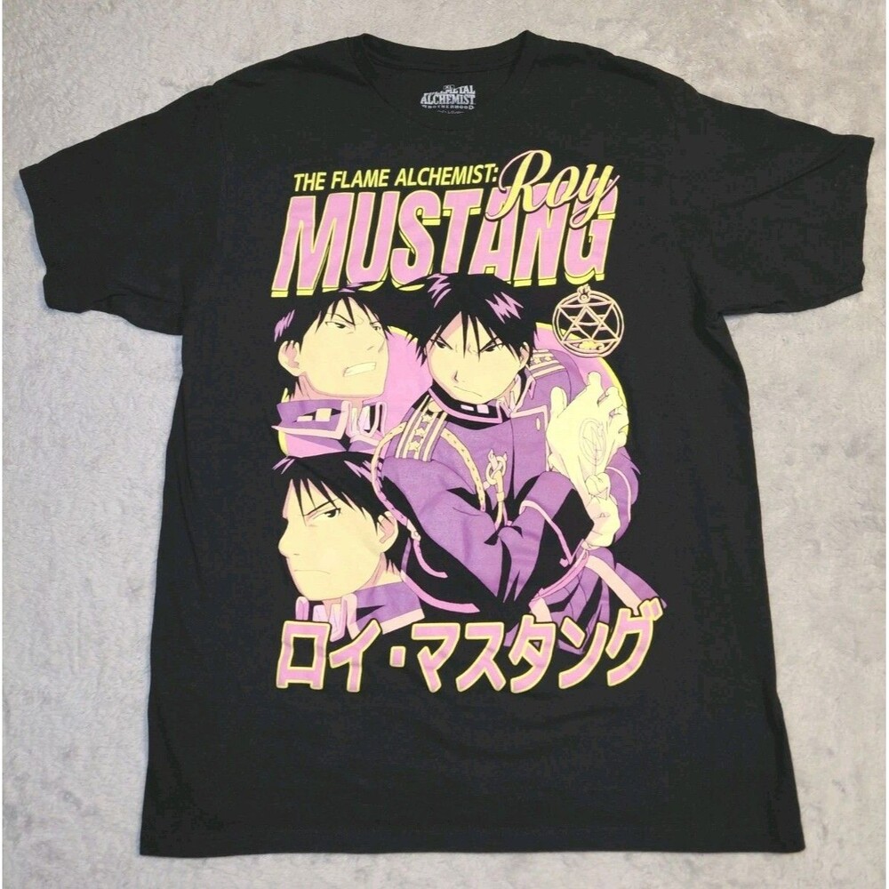 Fullmetal Alchemist: Brotherhood Roy Mustang Collage T-Shirt Size XL Anime Black